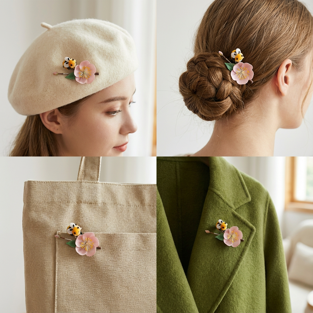 Brooch - Handmade Silk Flower Boho