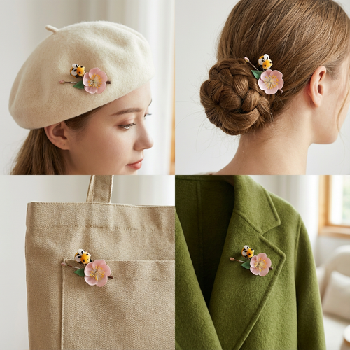 Brooch - Handmade Silk Flower Boho