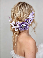 Camellia & Iris Velvet Flower Comb view 2