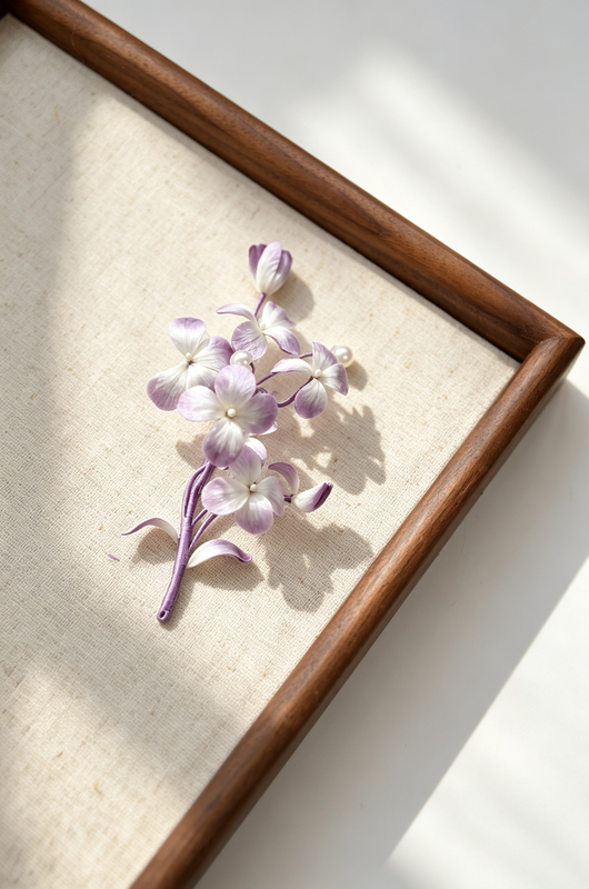 Lavender Cluster Hair Pin craft detail