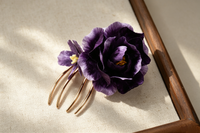 Peony & Iris Velvet Flower Comb view 2