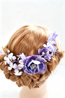 Camellia & Iris Velvet Flower Comb view 3