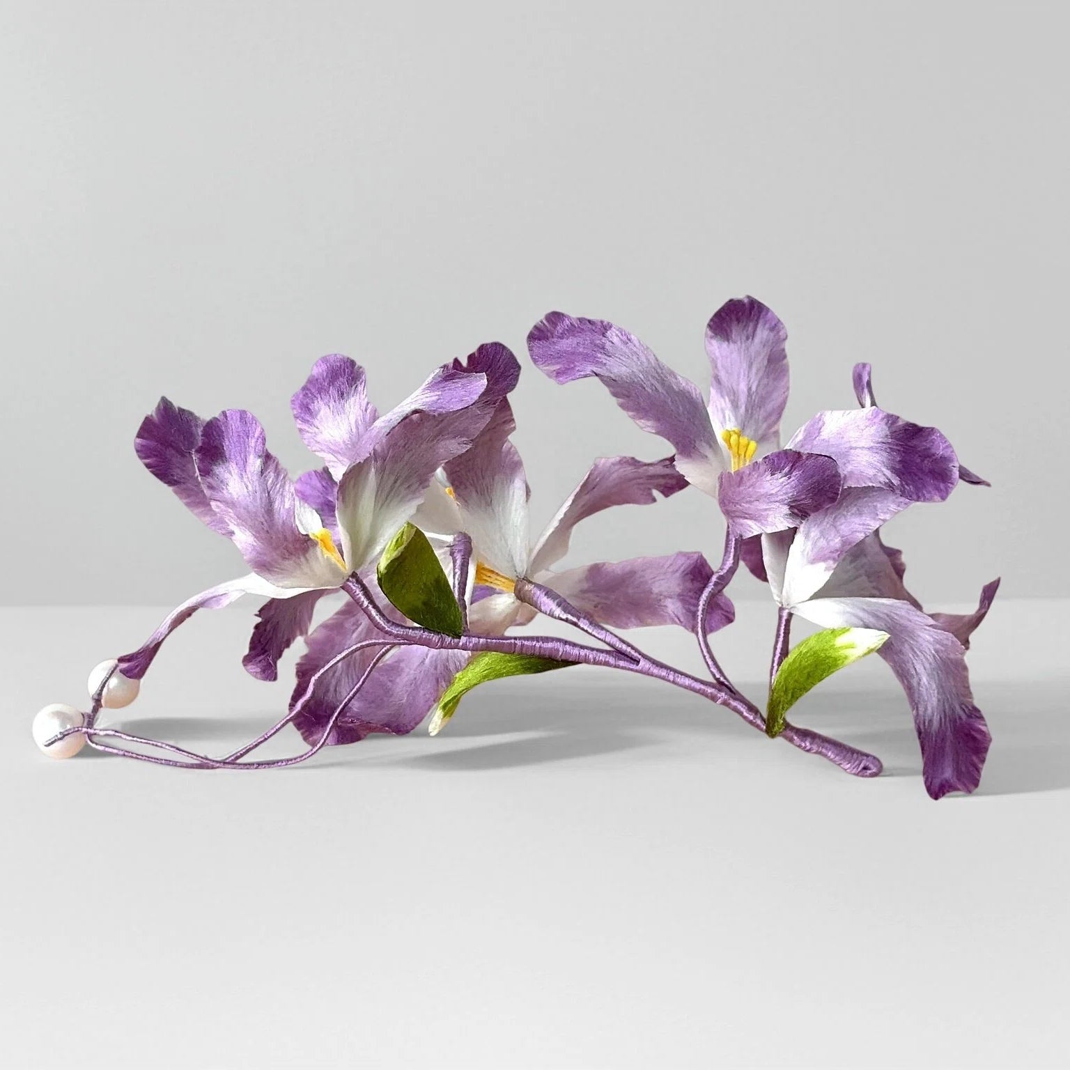 Oriental Handcrafted Iris Velvet Flower, 100% Silk Traditional Craft Hair Decor for Daily & Party Wear